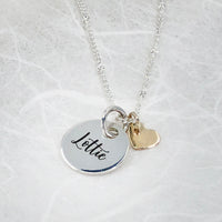 Personalised sterling silver & 9ct solid gold heart necklace