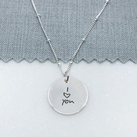 Personalised sterling silver necklace with your handwriting or artwork