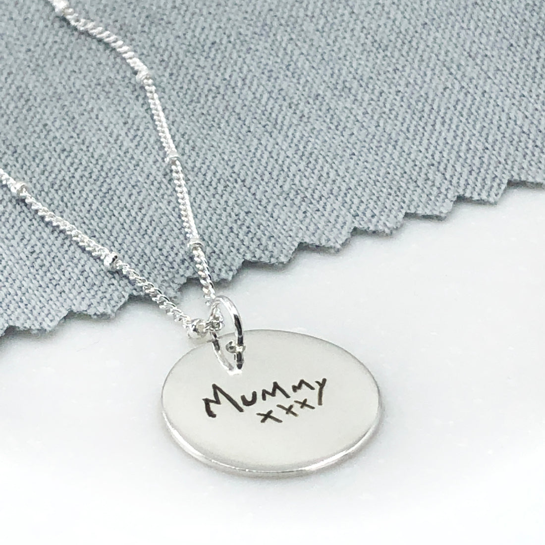 Personalised sterling silver necklace with your handwriting or artwork
