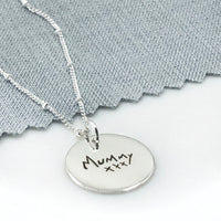 Personalised sterling silver necklace with your handwriting or artwork