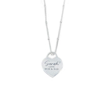 Personalised sterling silver heart necklace