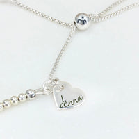 Sapphire sterling silver adjustable beaded bracelet | September birthstone