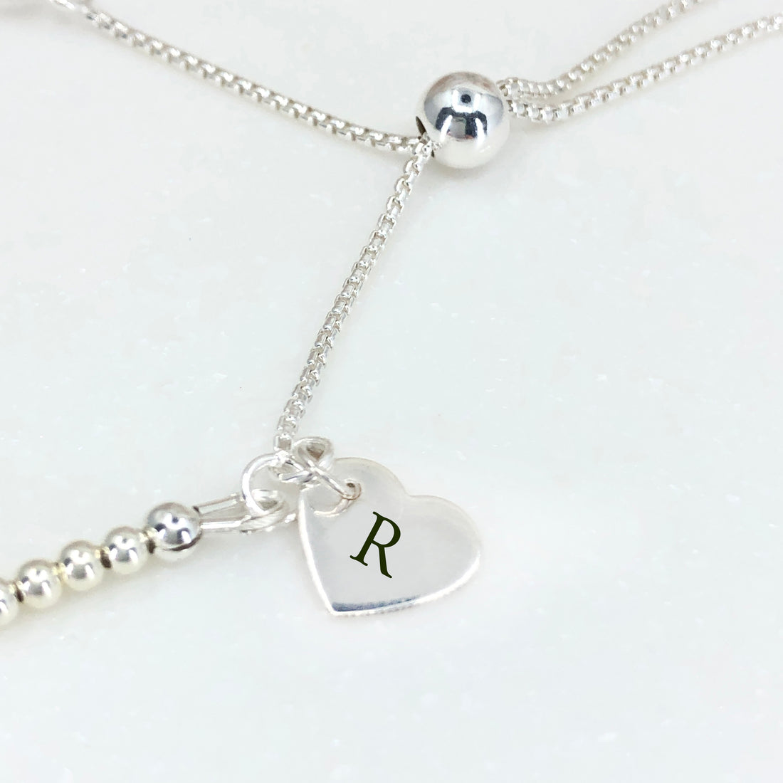 Sapphire sterling silver adjustable beaded bracelet | September birthstone