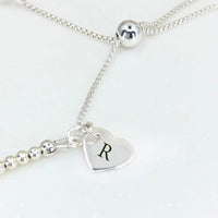 Sapphire sterling silver adjustable beaded bracelet | September birthstone