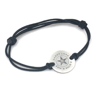 Mens personalised adjustable sterling silver star cord | rope bracelet