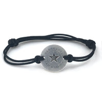 Mens personalised adjustable sterling silver star cord | rope bracelet