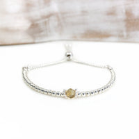 Citrine sterling silver adjustable beaded bracelet | November birthstone