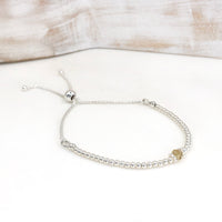 Citrine sterling silver adjustable beaded bracelet | November birthstone