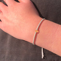 Citrine sterling silver adjustable beaded bracelet | November birthstone