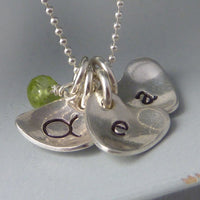 Sterling silver cupped heart initial necklace