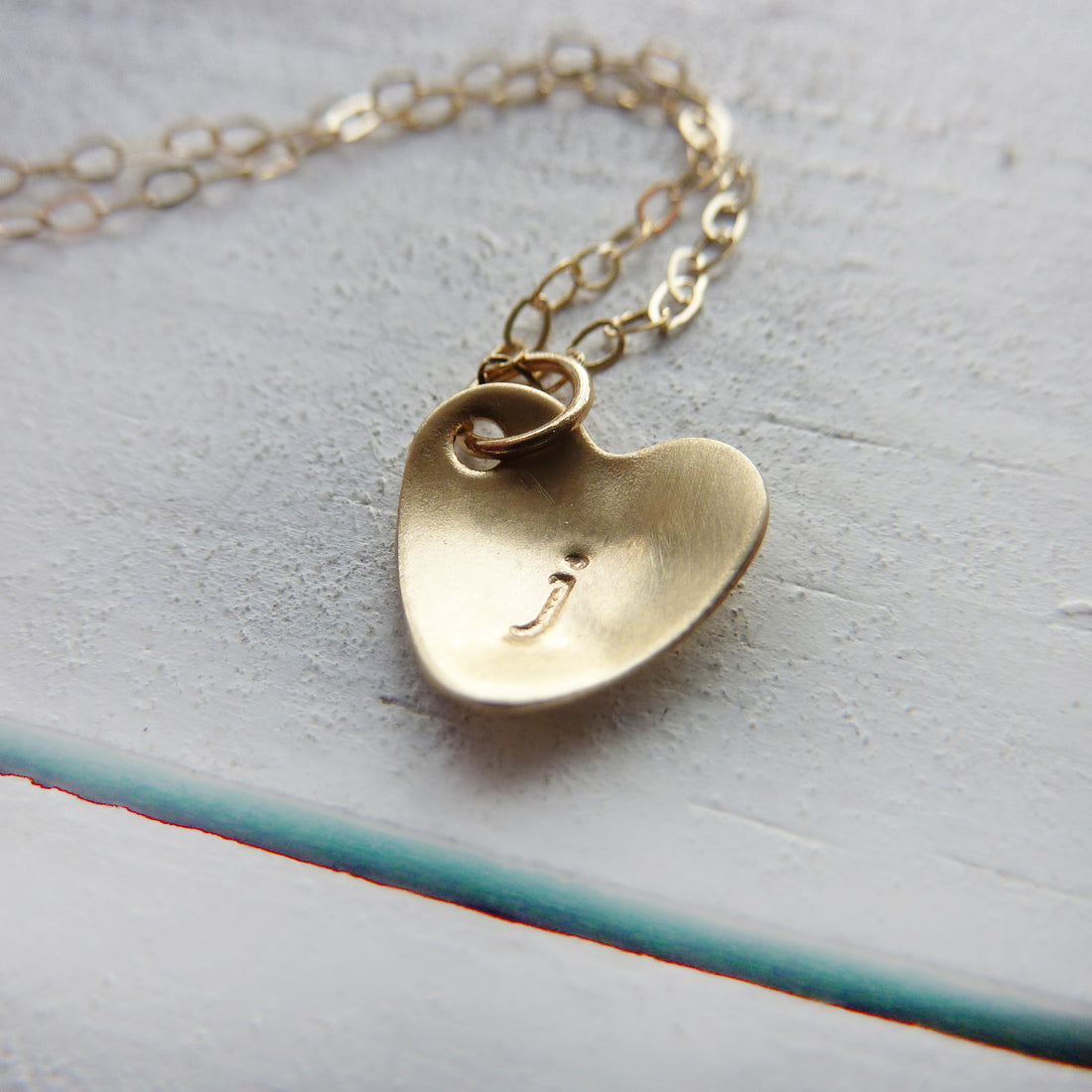 9ct Gold initial cupped heart necklace