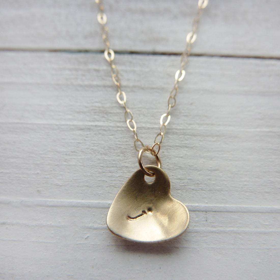 9ct gold initial cupped heart necklace