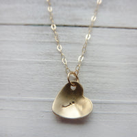 9ct gold initial cupped heart necklace