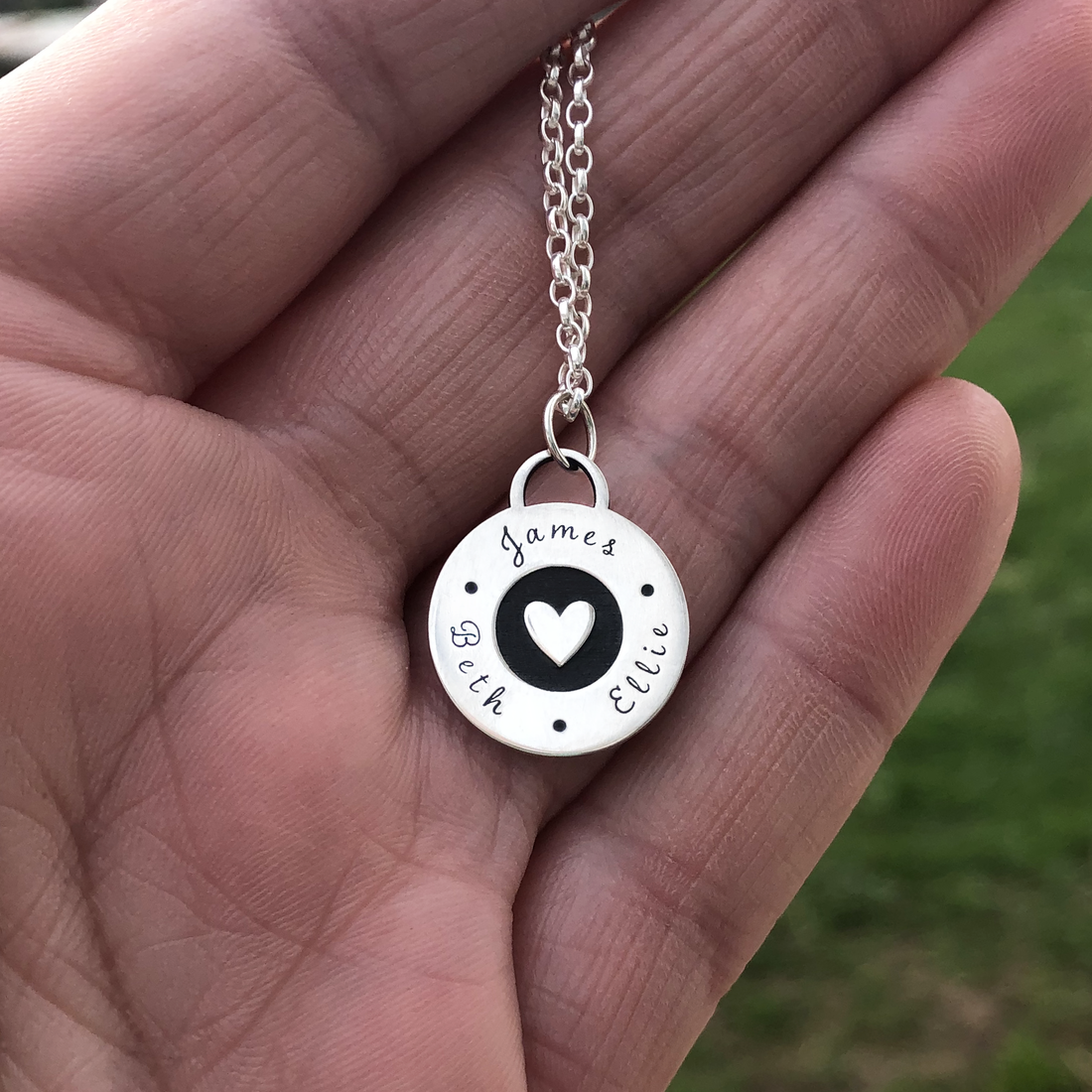 Sterling silver personalised heart necklace