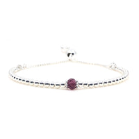 Sterling silver adjustable beaded Garnet semi precious gemstone | January birthstone bracelet
