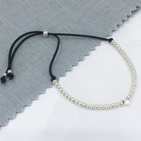 Sterling silver adjustable beaded star friendship bracelet