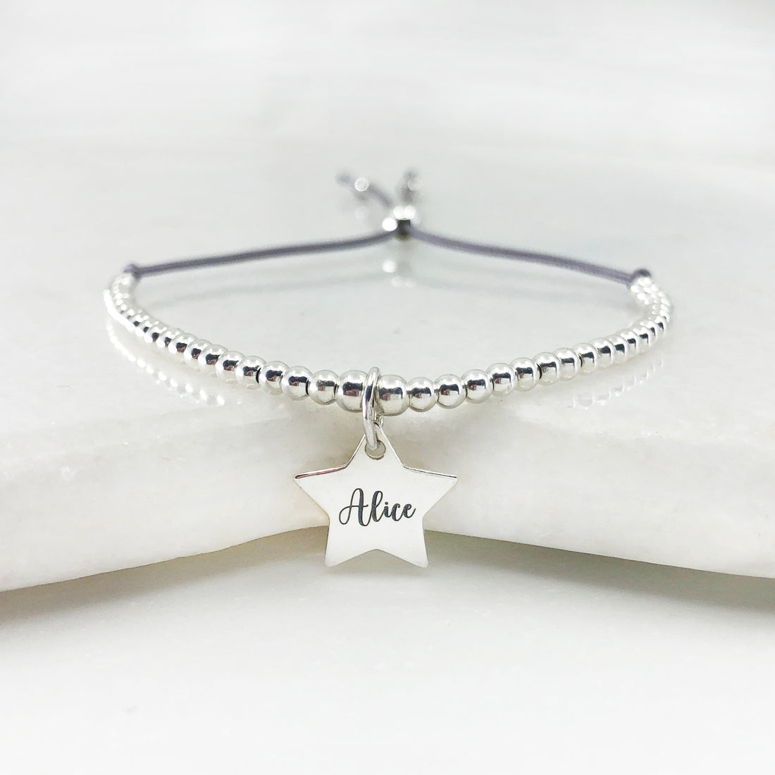 Personalised beaded adjustable star friendship bracelet | 23 cord colour choices
