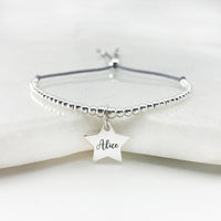 Personalised beaded adjustable star friendship bracelet | 23 cord colour choices