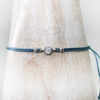 Diamond 14ct white gold adjustable corded friendship bracelet