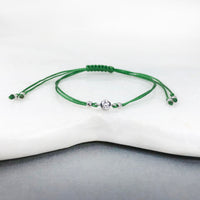 Diamond 14ct white gold adjustable corded friendship bracelet