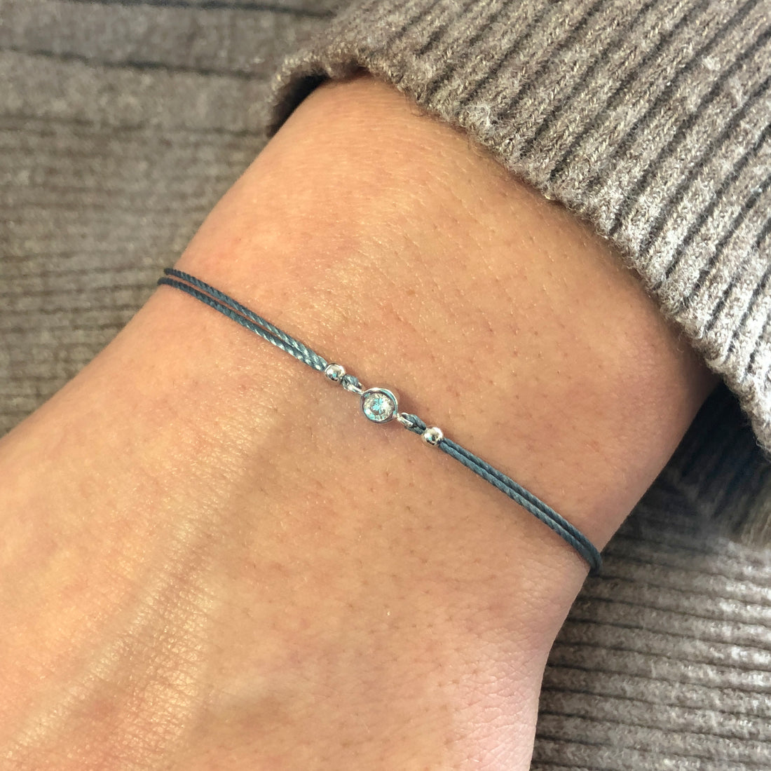 Diamond 14ct white gold adjustable corded friendship bracelet