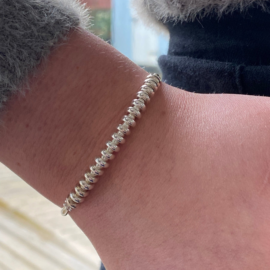 18th birthday sterling silver adjustable corded beaded milestone bracelet