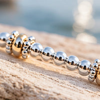 50th Birthday 9ct gold & sterling silver beaded adjustable Milestone bracelet