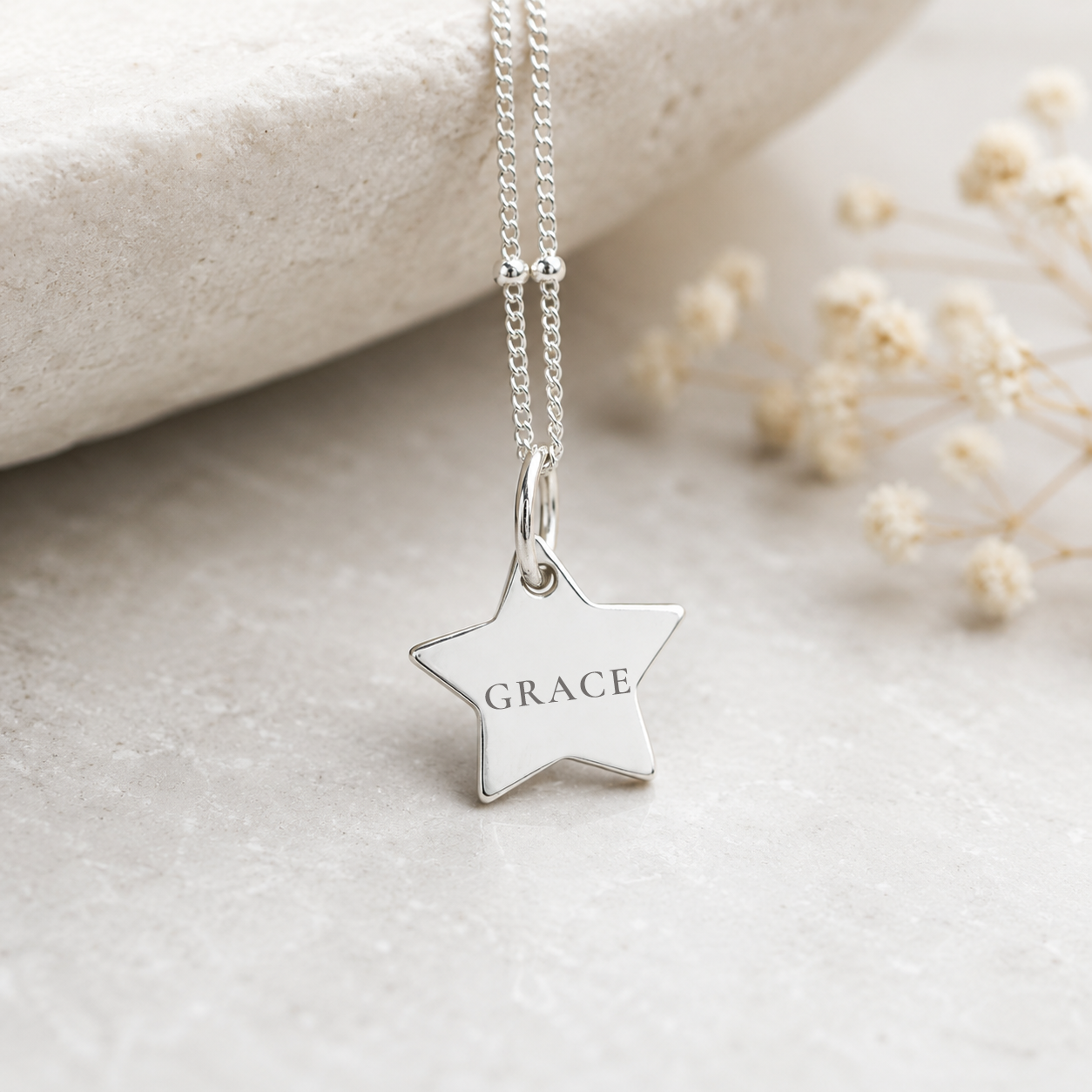 Personalised sterling silver star necklace