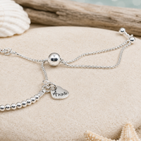 50th Birthday 9ct gold & sterling silver beaded adjustable Milestone bracelet