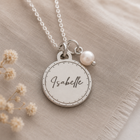 Harbour Necklace | Personalised Name & Gemstone | Sterling Silver Coastal Jewellery