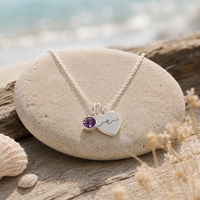 Sterling silver crystal birthstone initial heart charm necklace