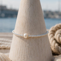 Pearl sterling silver adjustable beaded bracelet | June birthstone | wedding