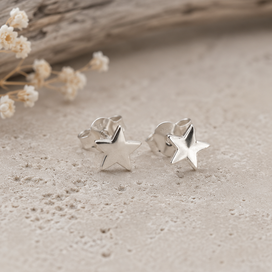 Sterling silver star earrings