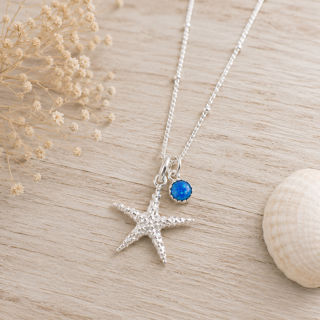 Starfish & Gemstone Charm Necklace