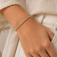 Sterling silver adjustable beaded friendship bracelet 
