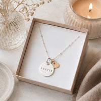 Personalised sterling silver & 9ct solid gold heart necklace 