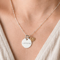 Personalised sterling silver & 9ct solid gold heart necklace 