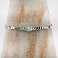 Moonstone sterling silver adjustable beaded bracelet | June birthstone