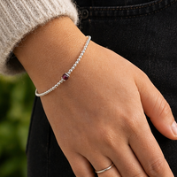 Ruby sterling silver adjustable beaded bracelet | July birthstone