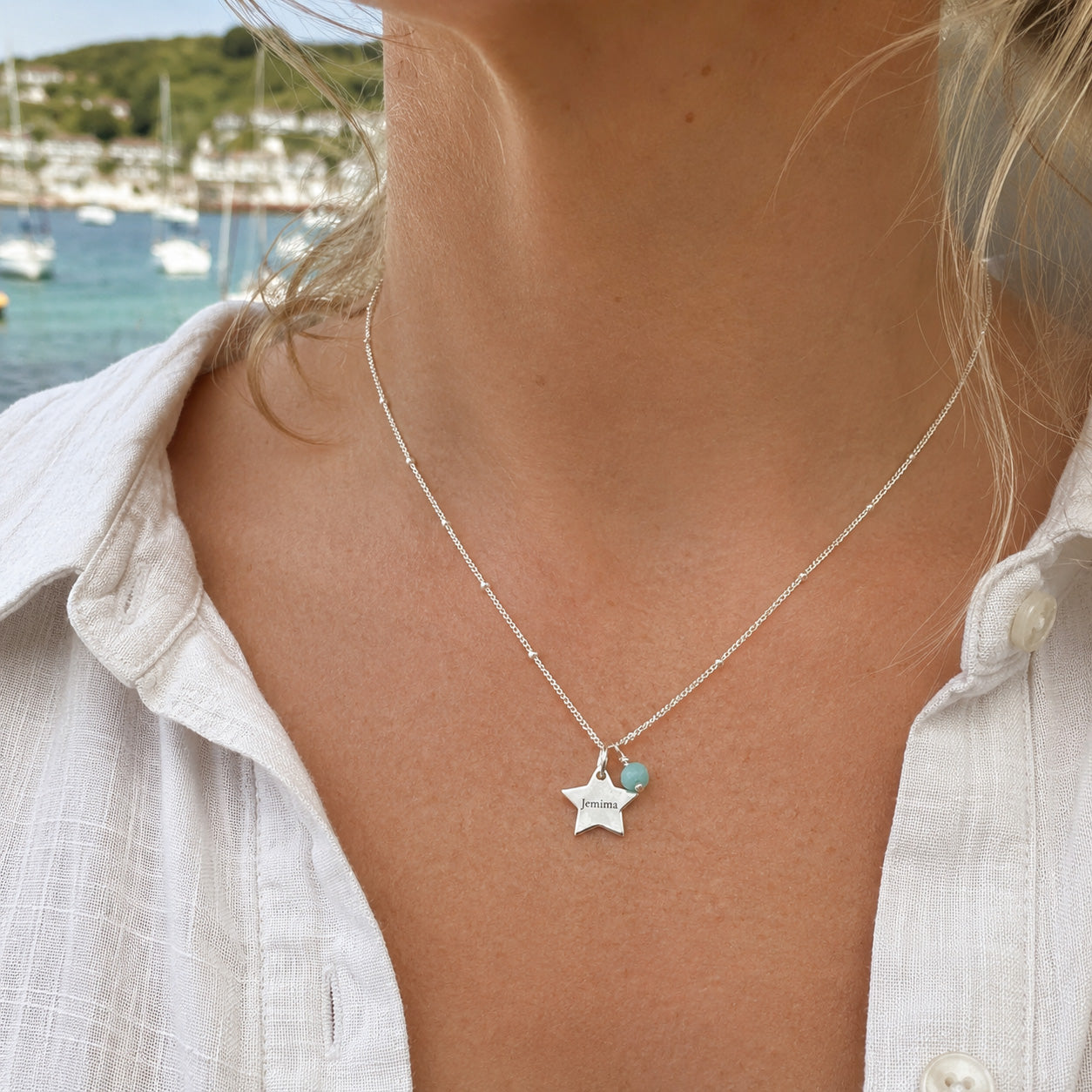 Personalised sterling silver star necklace
