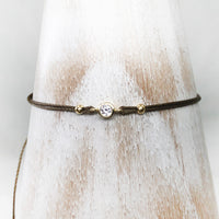 Diamond 14ct gold adjustable corded friendship bracelet
