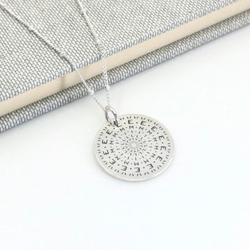Personalised sterling silver mandala name necklace