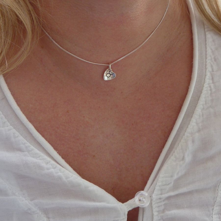 Sterling silver cupped heart initial necklace