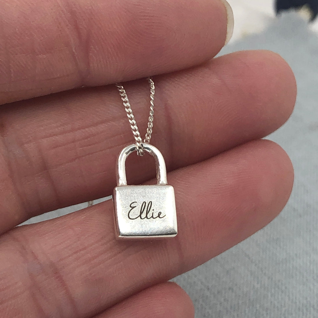 Personalised sterling silver padlock necklace