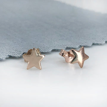 Sterling silver rose gold plated star earrings