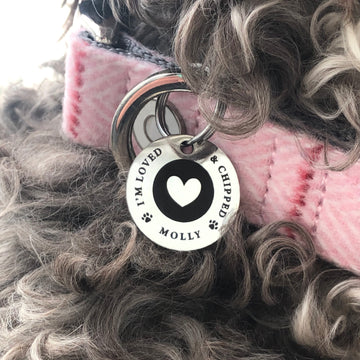 Personalised heart dog id tag