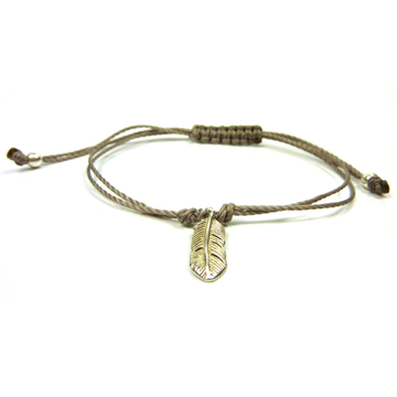 Sterling silver adjustable feather friendship bracelet