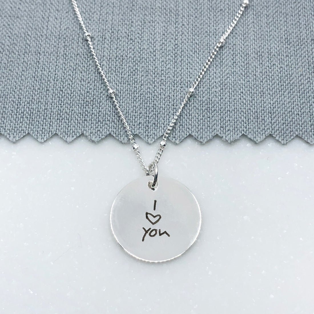 Personalised sterling silver necklace with your handwriting or artwork