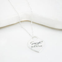 Personalised sterling silver heart necklace