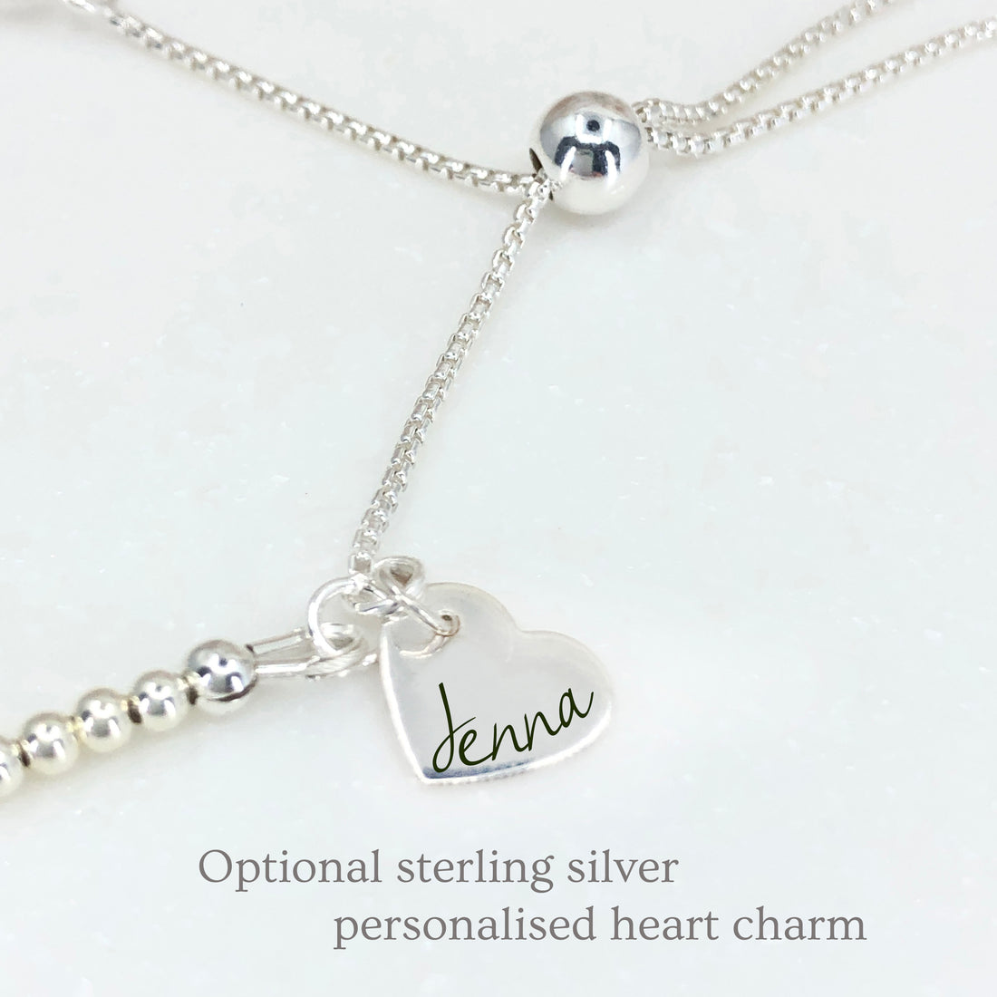 Amethyst sterling silver adjustable beaded gemstone | February birthstone bracelet